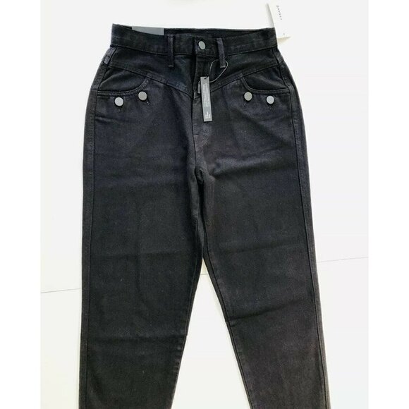 J Brand Women's Black X Elsa Hosk Playday Tapered High-rise Denim Jeans Size 25 - Picture 7 of 12